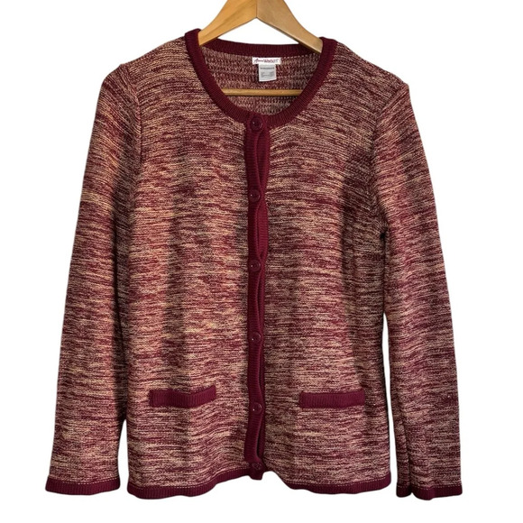 Anne Weyburn La Redoute Women's Chunky Knit Cardigan UK 10 12 Red Gold Metallic - Picture 1 of 9